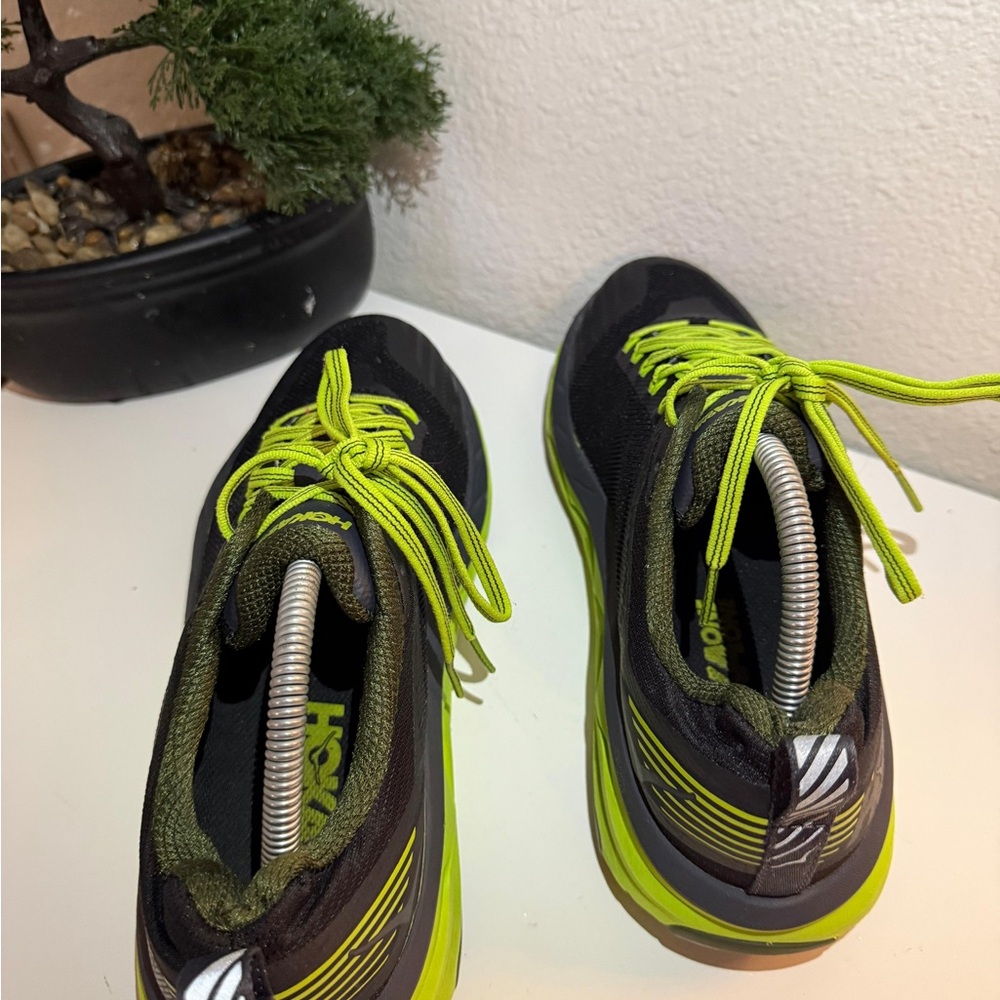 Hoka Black and Neon Green Athletic Shoes - Picture 8 of 10
